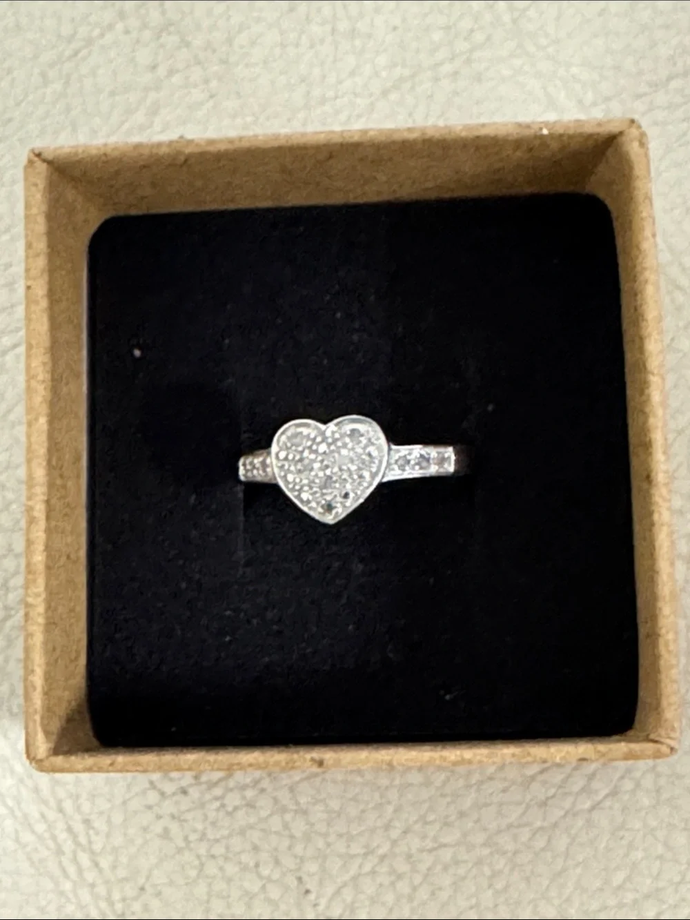 Sterling silver and diamonds Heart Pavé Ring - Women's Jewelry